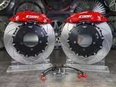 Тормозная тюнинг система Kia Pegas 1 поколение (2017-2024) ICOOH X61, (ротора до 405 мм) цвет: Красный, поршней: 6, передняя ось, X61-1735-R-0-0-0-0-0-0-0-0